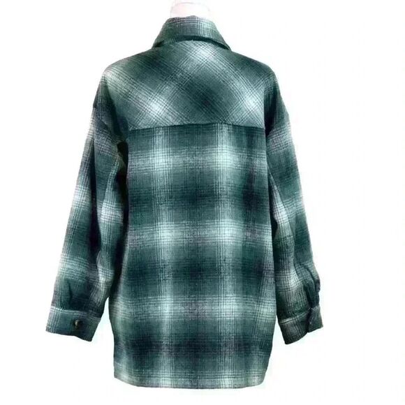 NIA The Brand Topanga Green Plaid Faux-Fur Lined Shacket – Size Large - Picture 3 of 9